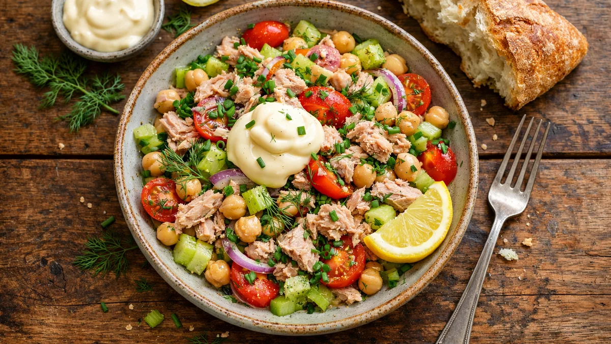 Salade de thon, pois chiches & aneth