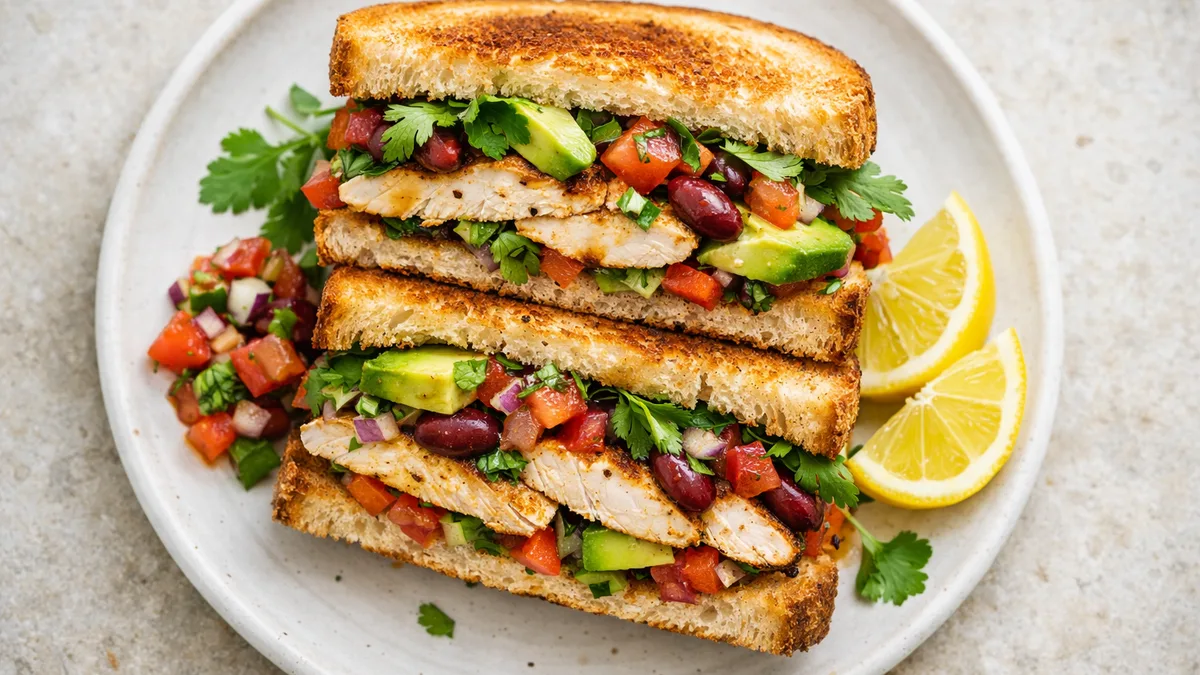 Sandwich tex-mex poulet, avocat & coriandre