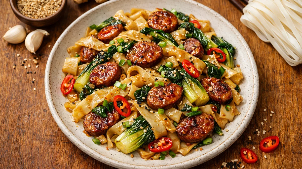 Saucisse & pak choï sautés à la coréenne