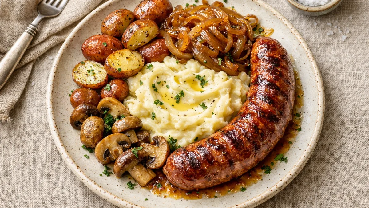 Saucisse de Toulouse & purée au comté