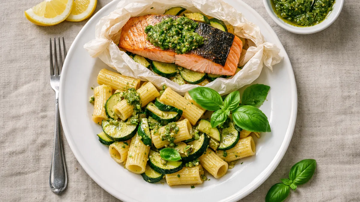 Saumon en papillote & pistou maison