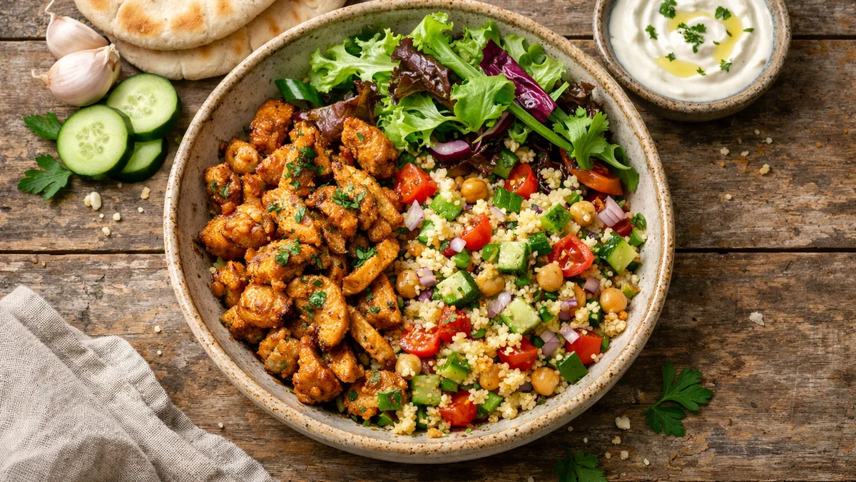 Shawarma de poulet et salade de semoule