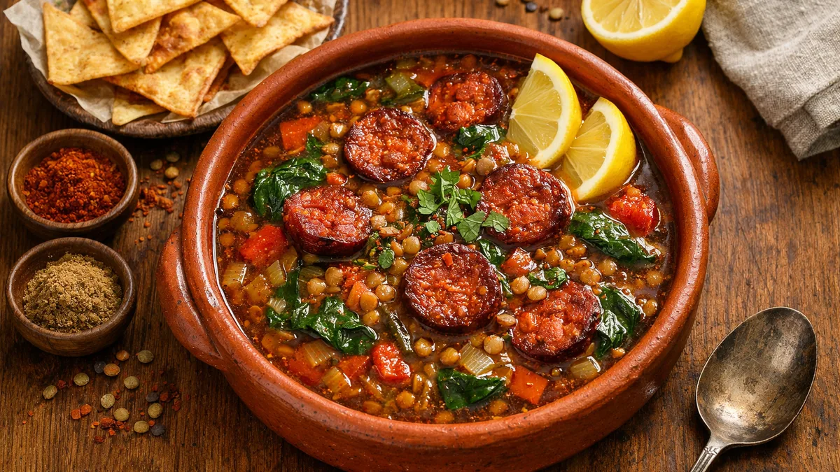 Soupe chorizo & lentilles à l'espagnole