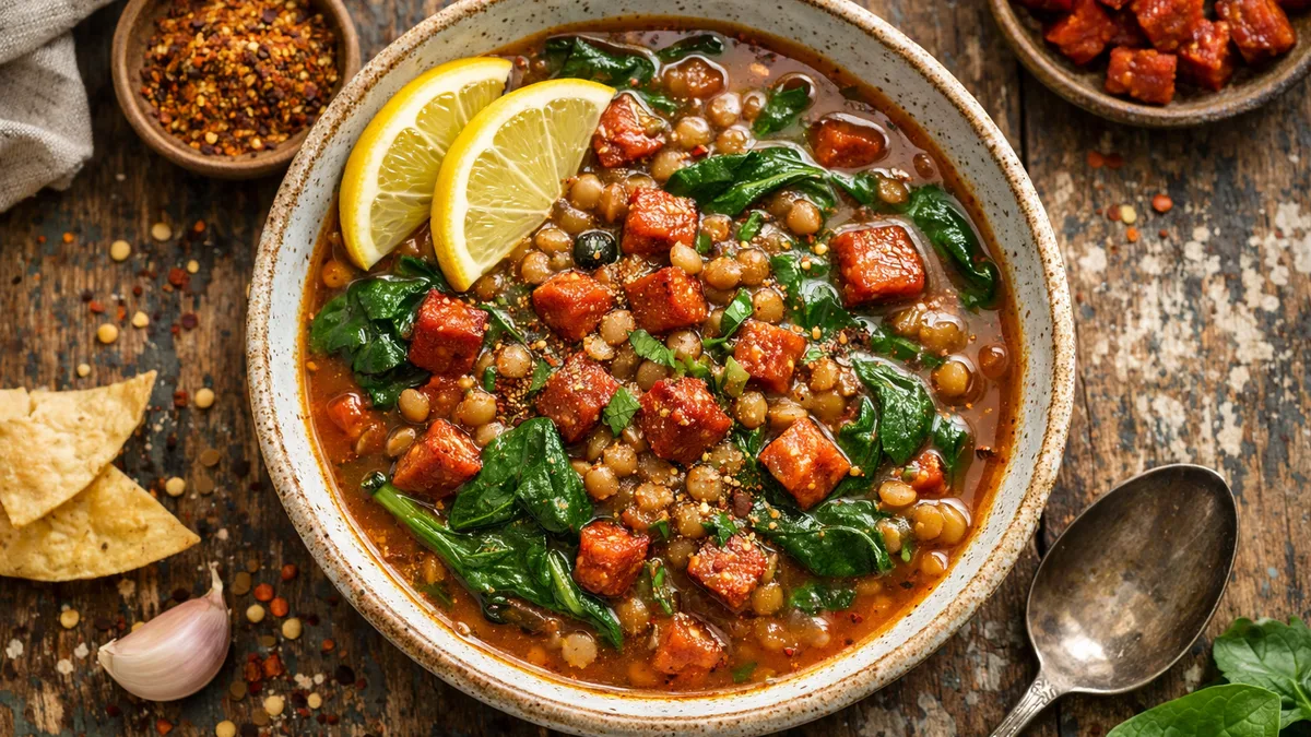 Soupe chorizo & lentilles à l'espagnole