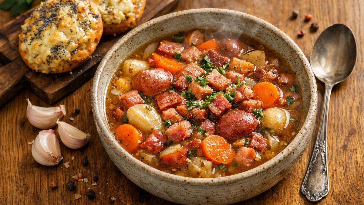 Soupe paysanne aux lardons fumés