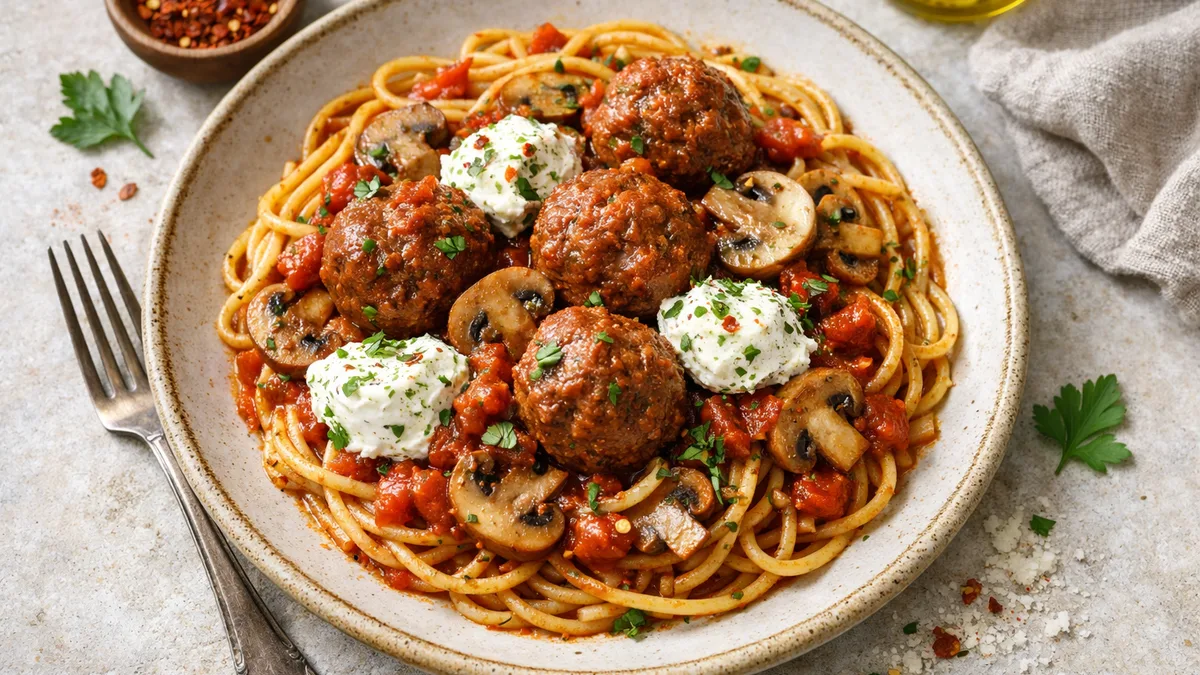Spaghetti sauce tomate & boulettes de bœuf