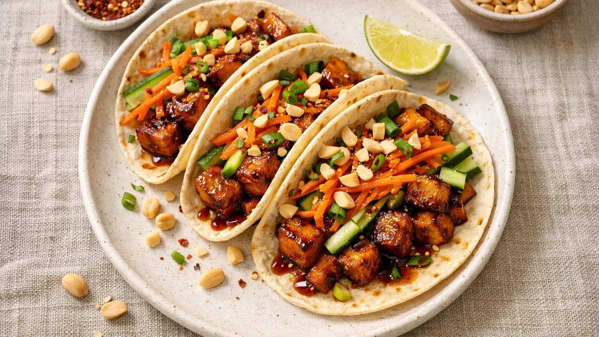 Tacos de tofu laqué à l'asiatique