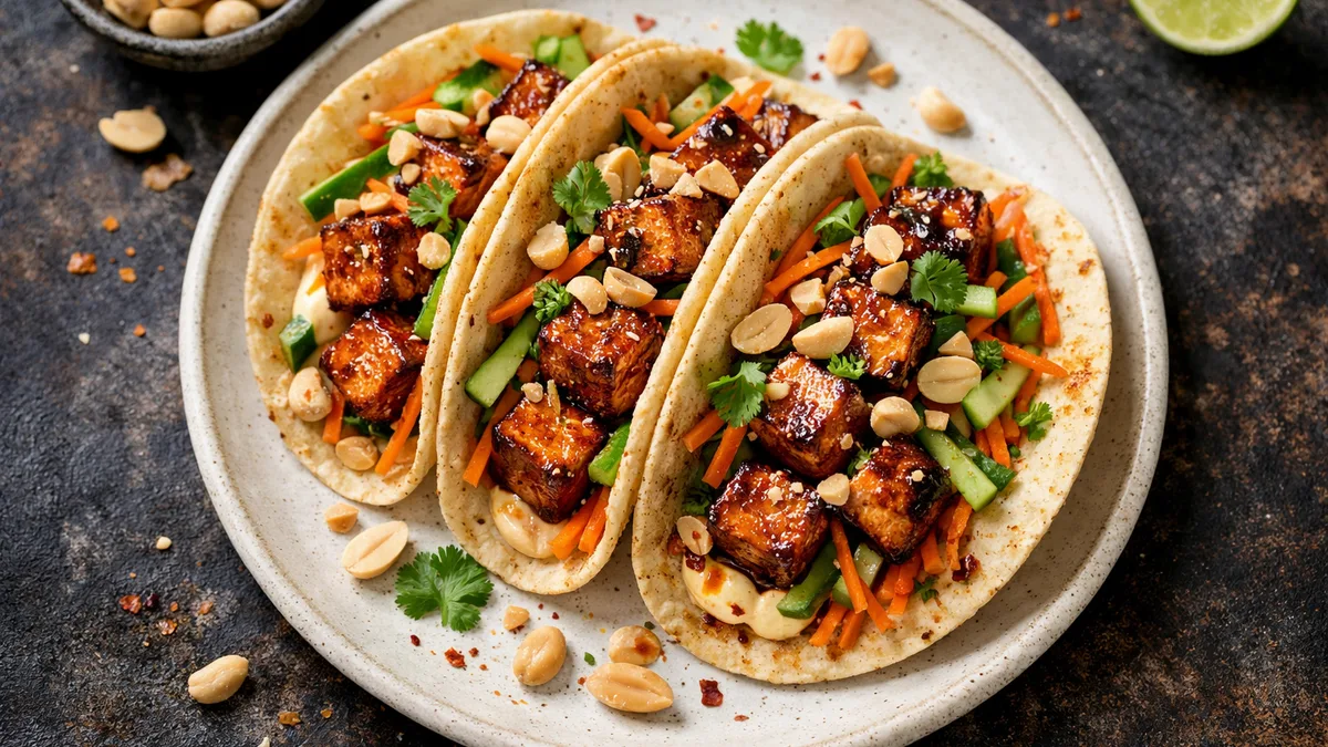 Tacos de tofu laqué à l'asiatique