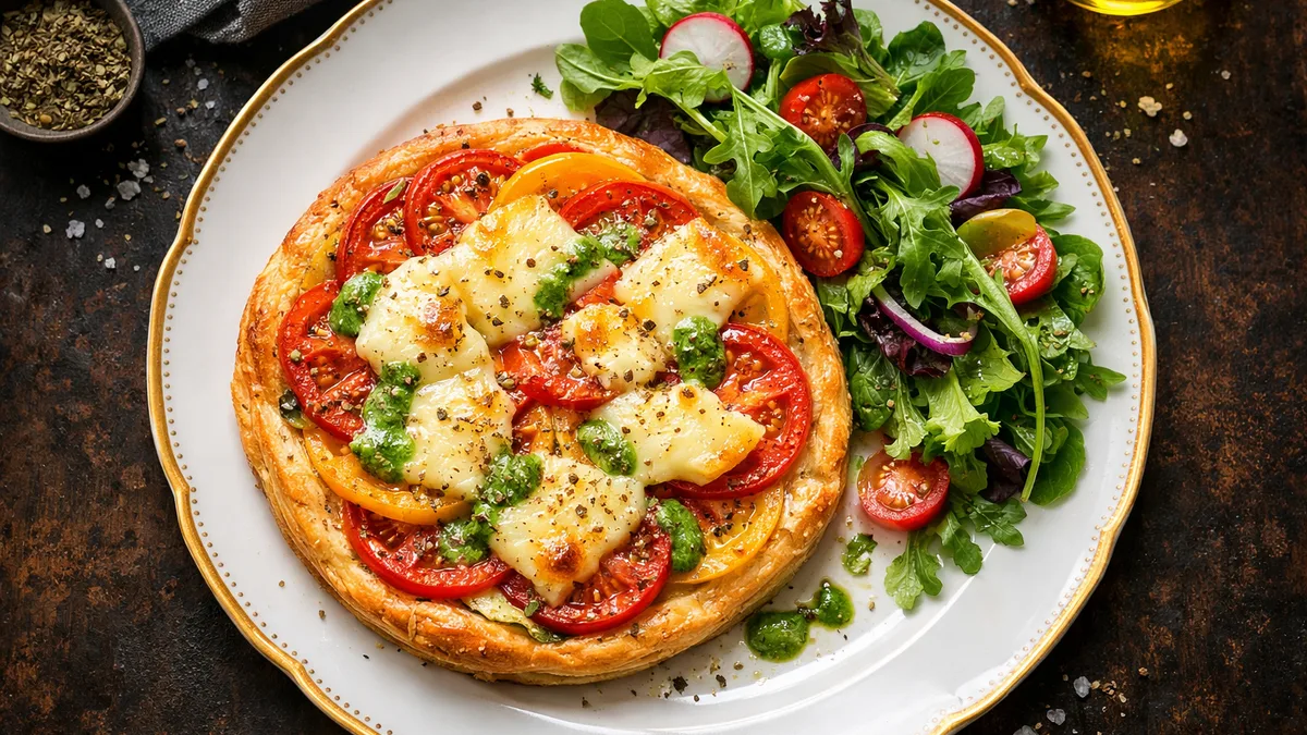 Tarte fine aux tomates & au cantal