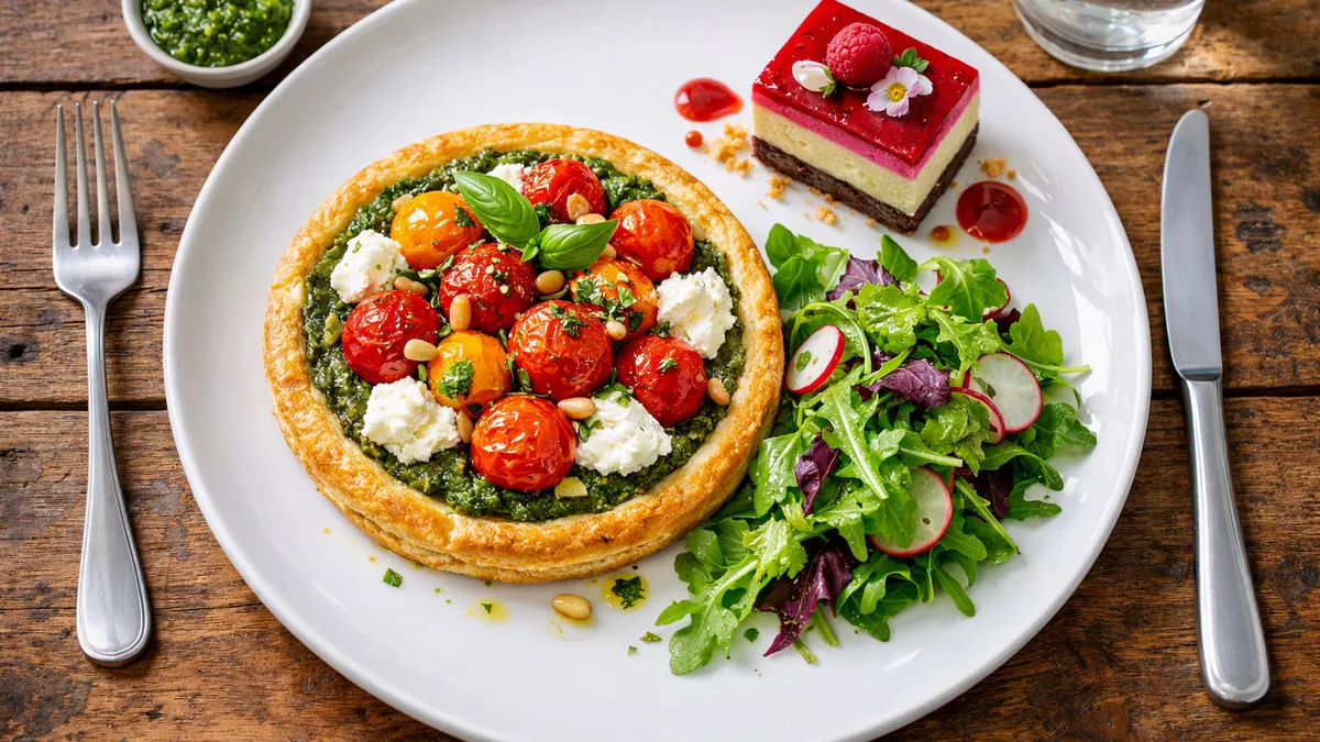 Tarte fine aux tomates cerises & pesto verde