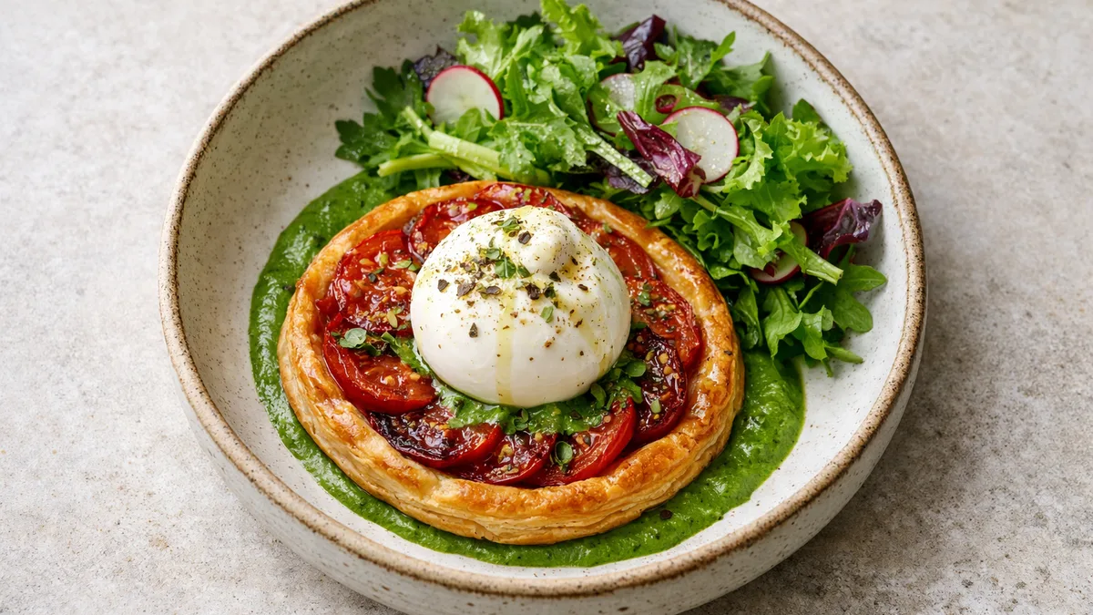 Tarte fine tomates, origan & burrata