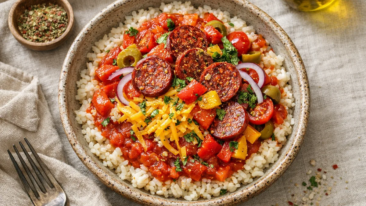 Tarte méditérranéenne au poivron & chorizo