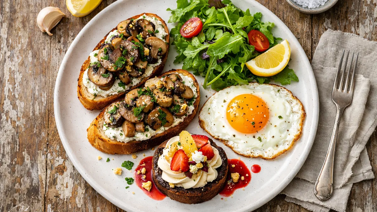 Tartines champignons & mascarpone aux herbes