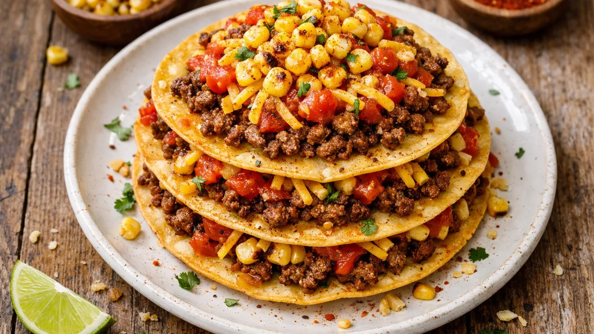 Tostadas tex-mex : bœuf & cheddar