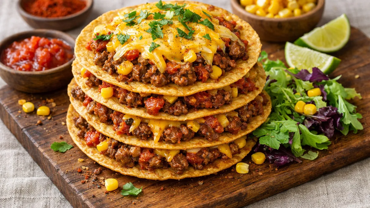 Tostadas tex-mex au bœuf & cheddar
