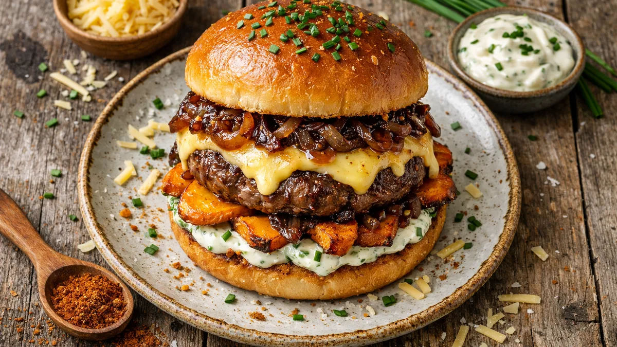 L'Ultimate Burger : gouda & oignon confit