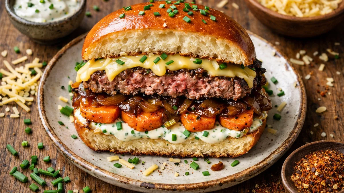 L'Ultimate Burger : gouda & oignons confits