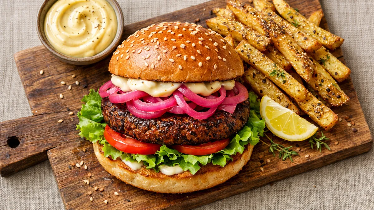 Le Végé : burger, aïoli & frites au zaatar