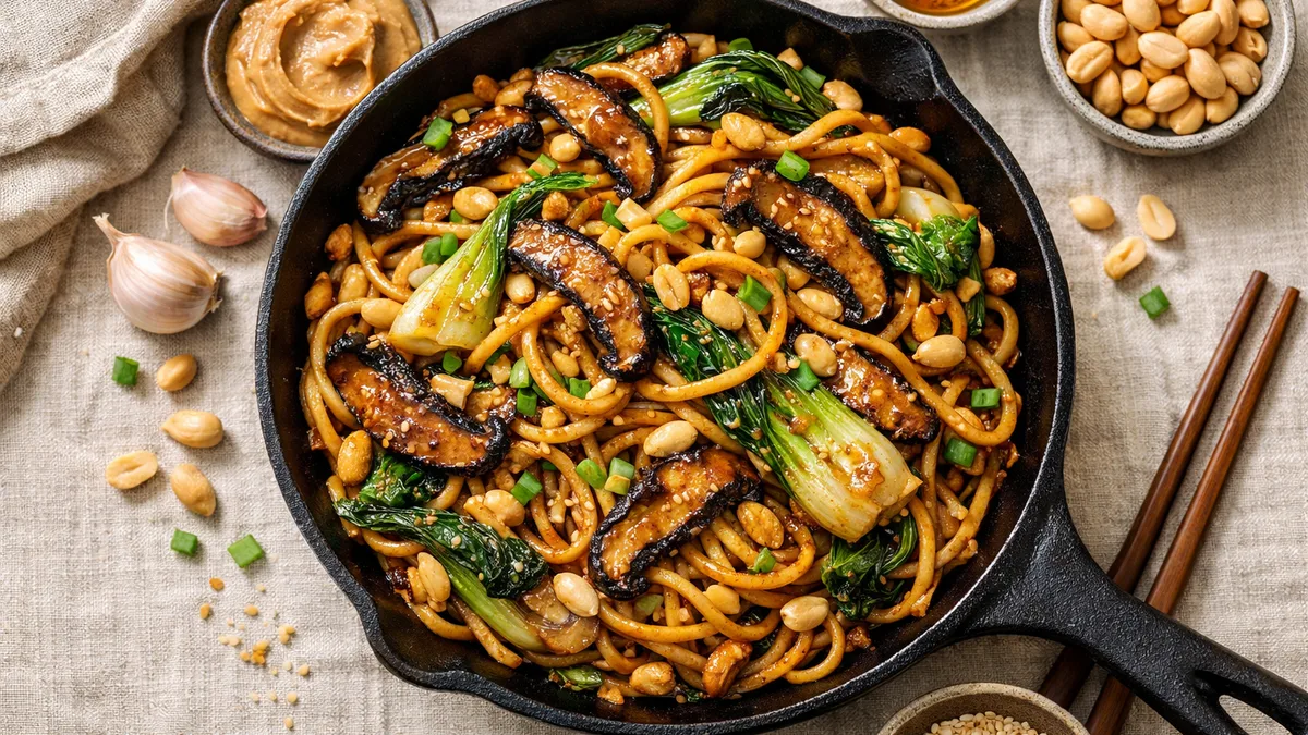 Wok de nouilles sautées aux cacahuètes