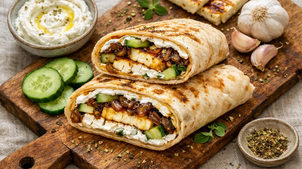 Wraps de fromage grillé & oignons confits
