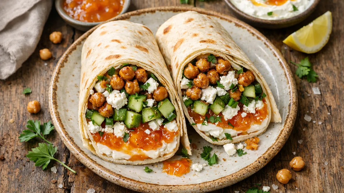 Wraps aux pois chiches grillés & feta