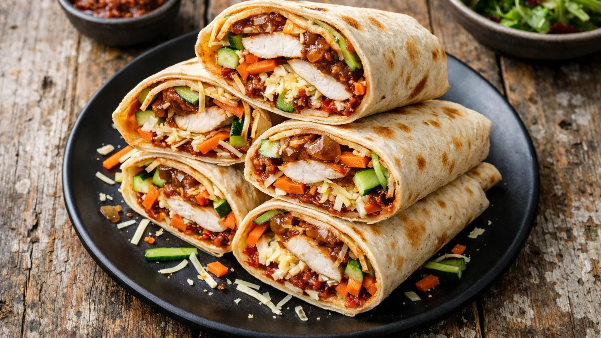 Wraps poulet, fromage & pesto rosso