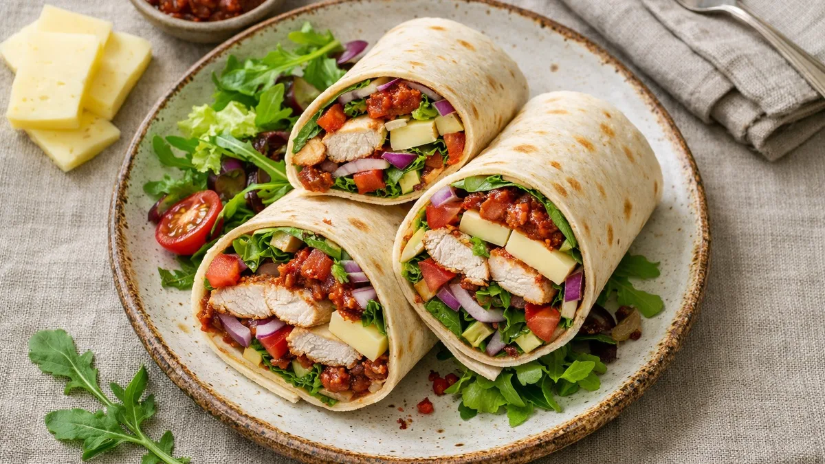 Wraps poulet, fromage & pesto rosso