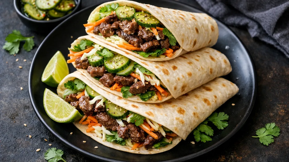 Wraps d'émincés de bœuf à la coréenne