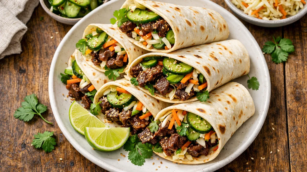 Wraps d'émincés de bœuf à la coréenne