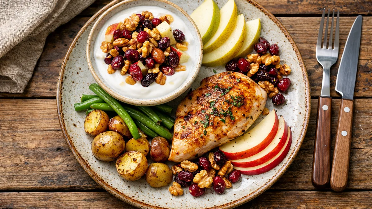 Yaourt entier avec de la pomme